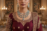 Stellar Shimmer Emerald Green Triple Layer Necklace Set