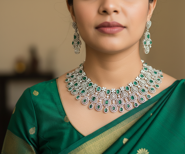 Timeless treasure emerald necklace set