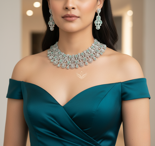 Timeless treasure mint green necklace set