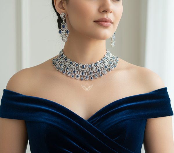 Timeless treasure sapphire blue necklace set