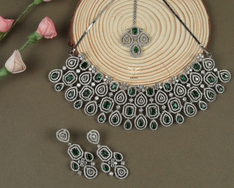 Timeless treasure emerald necklace set