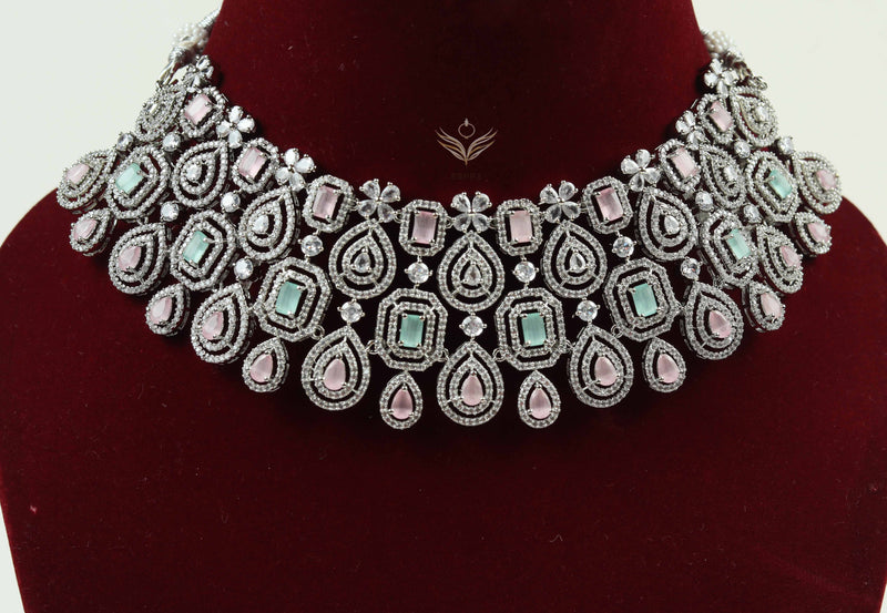 timeless treasure pink and green necklace set
