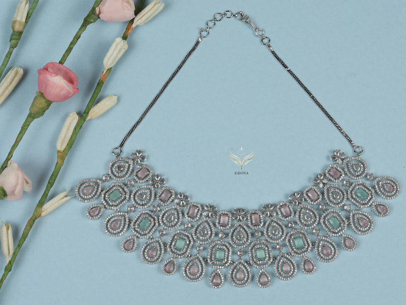 timeless treasure pink and green necklace set