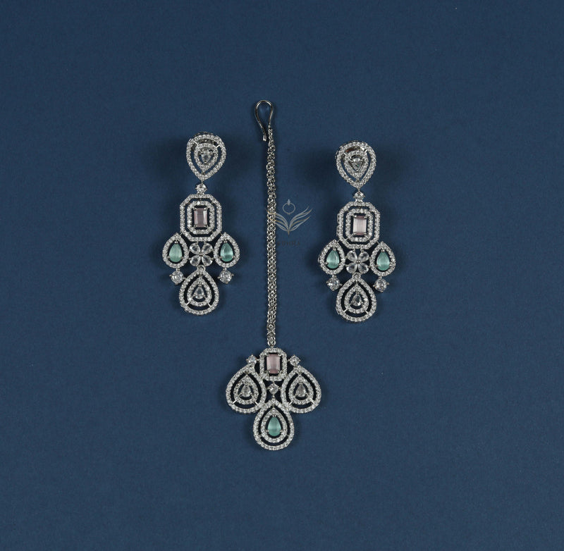 timeless treasure pink and green necklace set