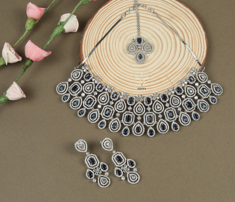 Timeless treasure sapphire blue necklace set