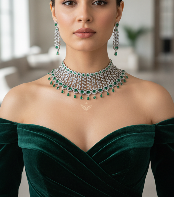 Velvet serenade emerald necklace set