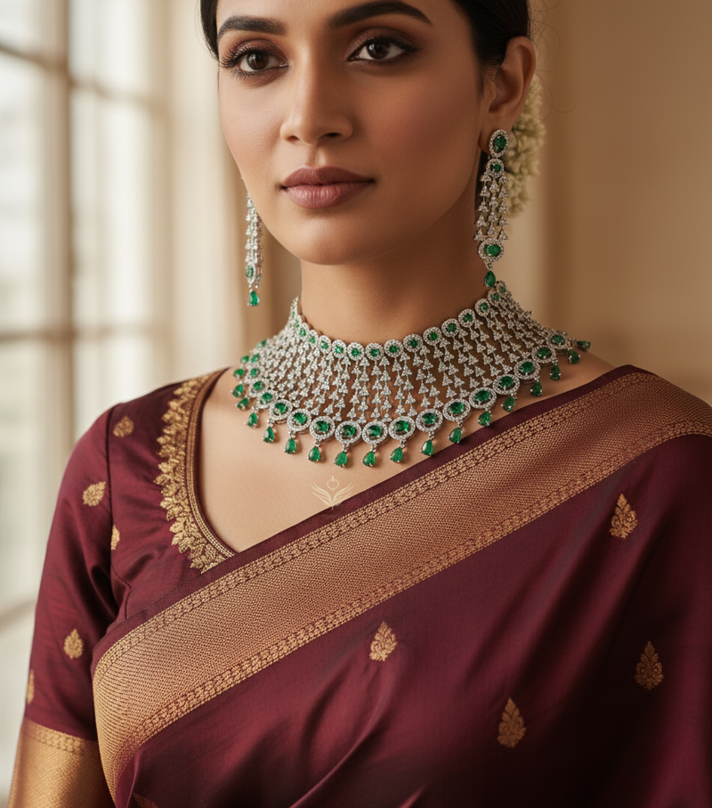 Velvet serenade emerald necklace set