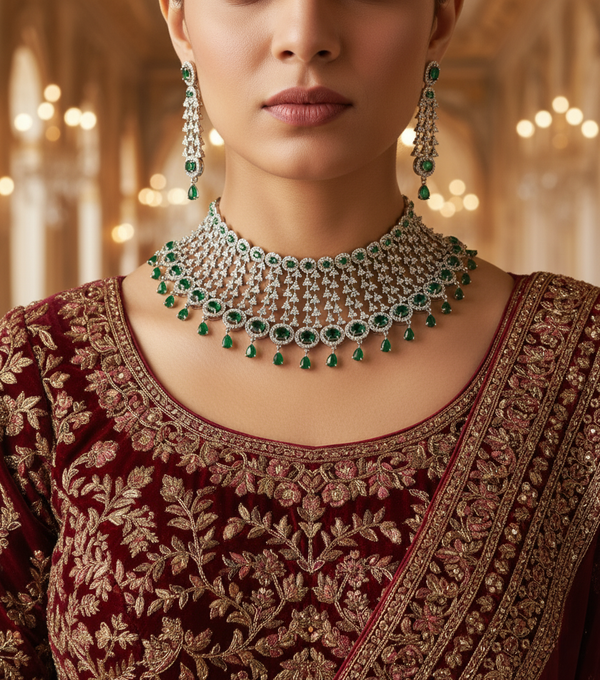 Velvet serenade emerald necklace set