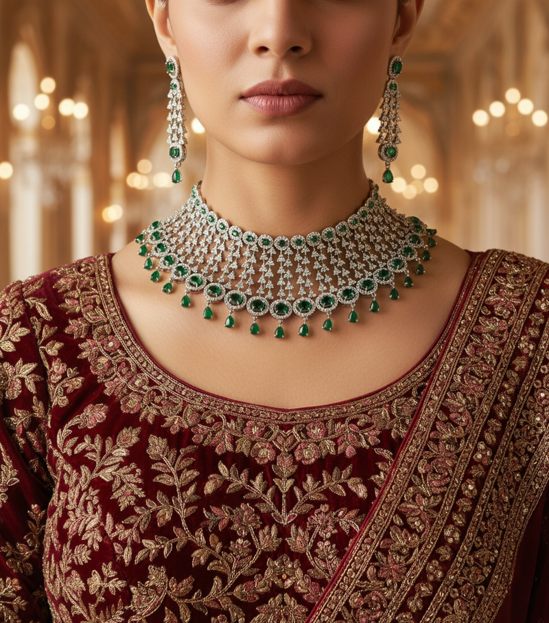 Velvet serenade emerald necklace set