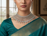 Velvet serenade pink and green necklace set