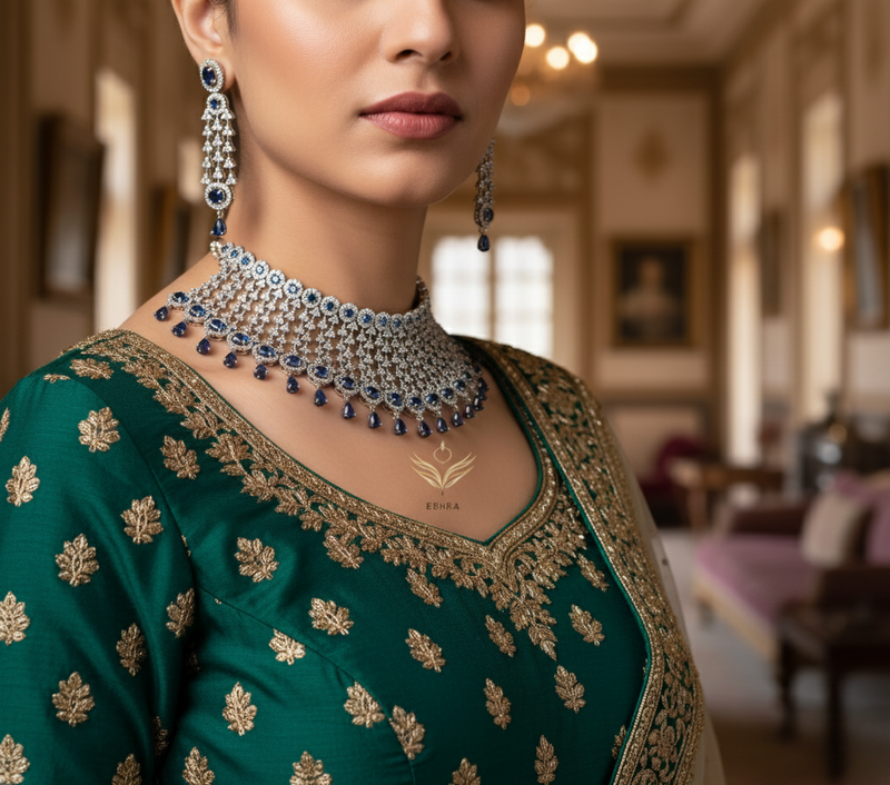 Velvet serenade sapphire blue necklace set