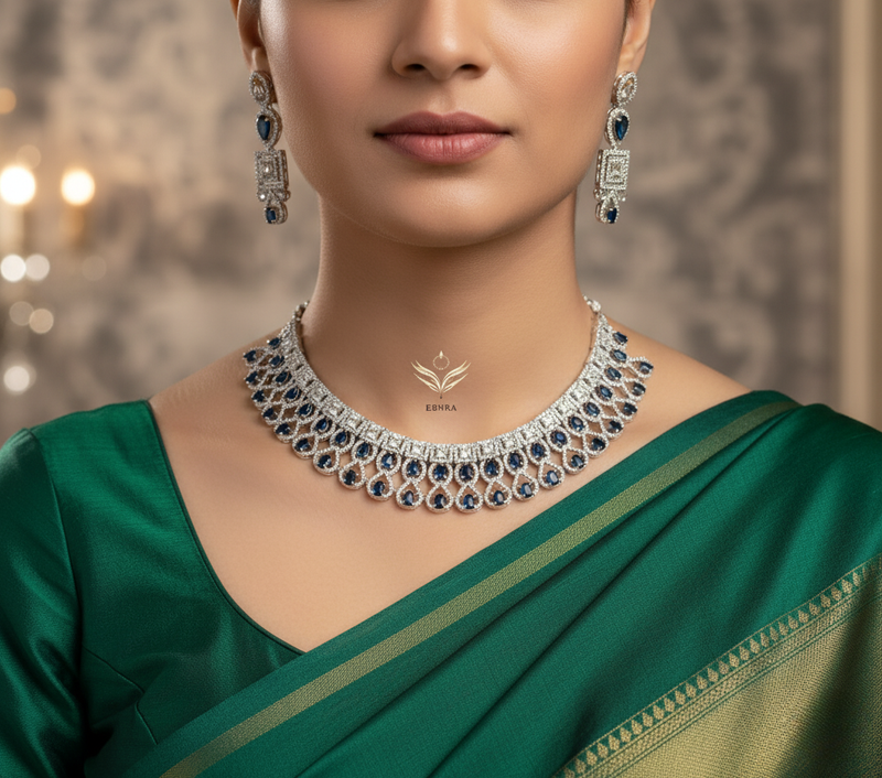 Vintage valor sapphire blue necklace set