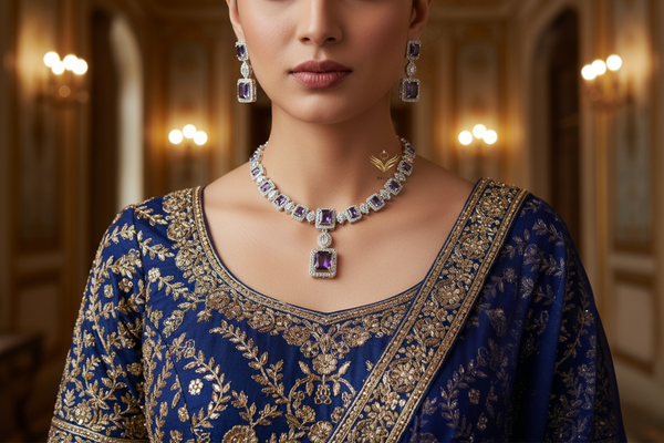 Whispering Willow Lavender CZ Necklace Set