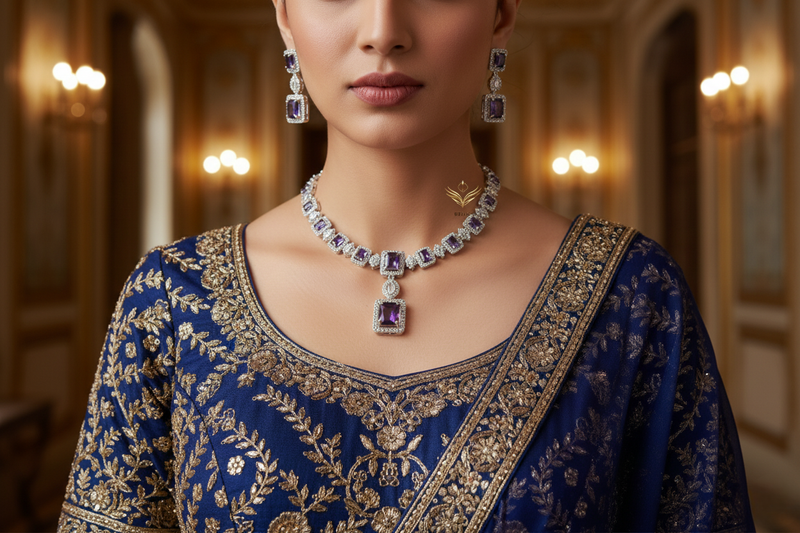Whispering Willow Lavender CZ Necklace Set