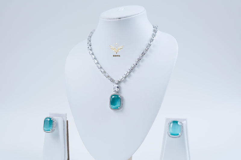 Crystal Euphoria Mint Green Necklace set