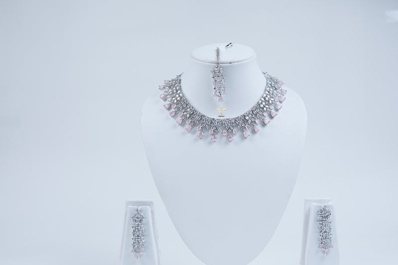 Crystal Cascade Rose Necklace Set
