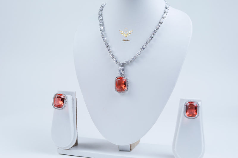 Crystal Euphoria Orange Necklace set