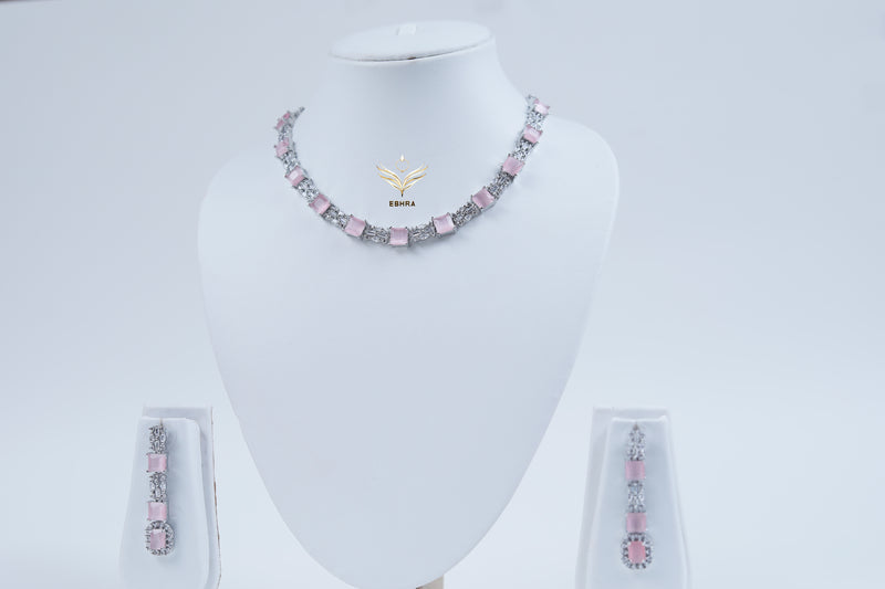 Mystic Moonstone Pastel Pink CZ Choker Set