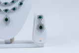 Stellar Shimmer Emerald Green Triple Layer Necklace Set