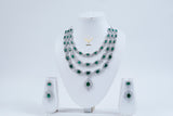Stellar Shimmer Emerald Green Triple Layer Necklace Set