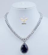 Aurora Sapphire Blue Necklace Set with Earrings