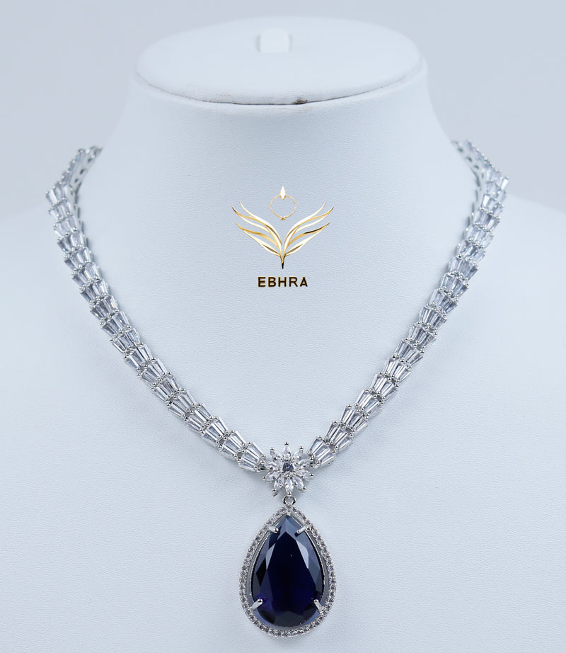 Aurora Sapphire Blue Necklace Set with Earrings