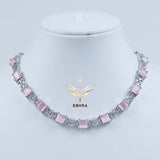Mystic Moonstone Pastel Pink CZ Choker Set