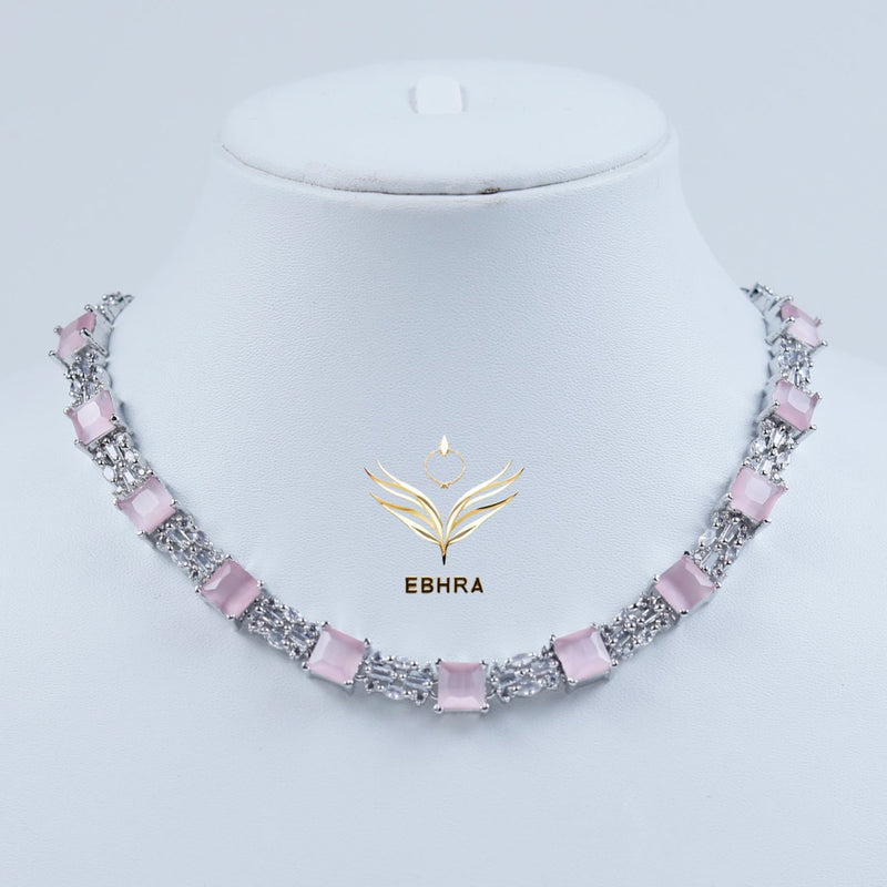Mystic Moonstone Pastel Pink CZ Choker Set