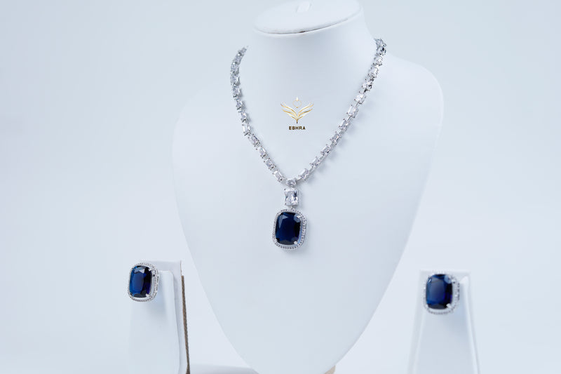 Crystal Euphoria Sapphire Blue Necklace Set