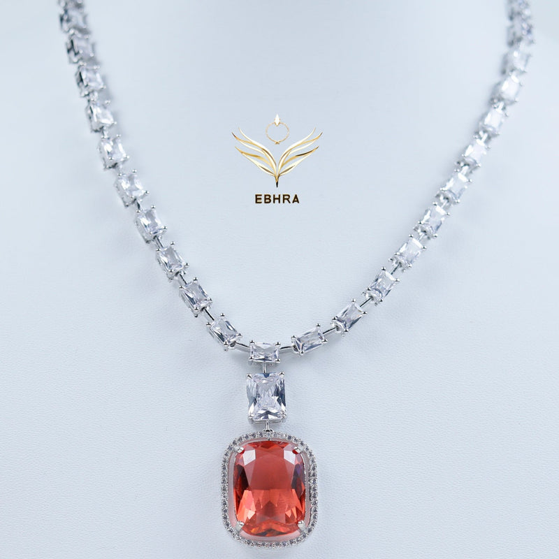 Crystal Euphoria Orange Necklace set