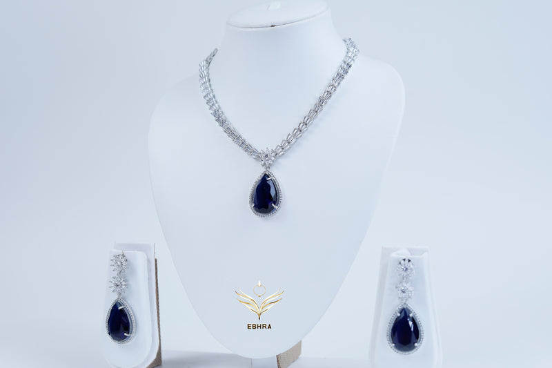 Aurora Sapphire Blue Necklace Set with Earrings