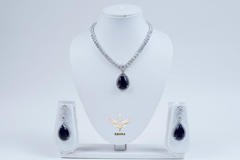 Aurora Sapphire Blue Necklace Set with Earrings