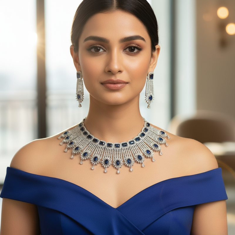 Lustrous lace necklace set
