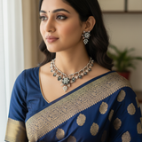 pearl petals black necklace set