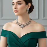 pearl petals black necklace set
