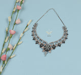 pearl petals black necklace set