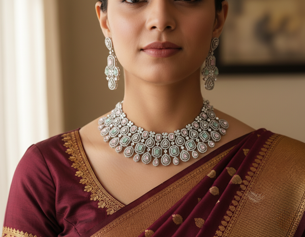 timeless treasure pink and green necklace set